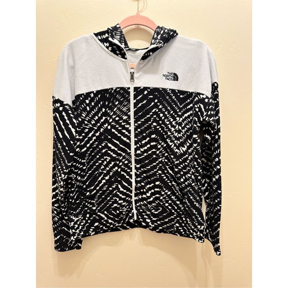 🌸 The North Face Black and White Zip Up Sweater Kids Size XL